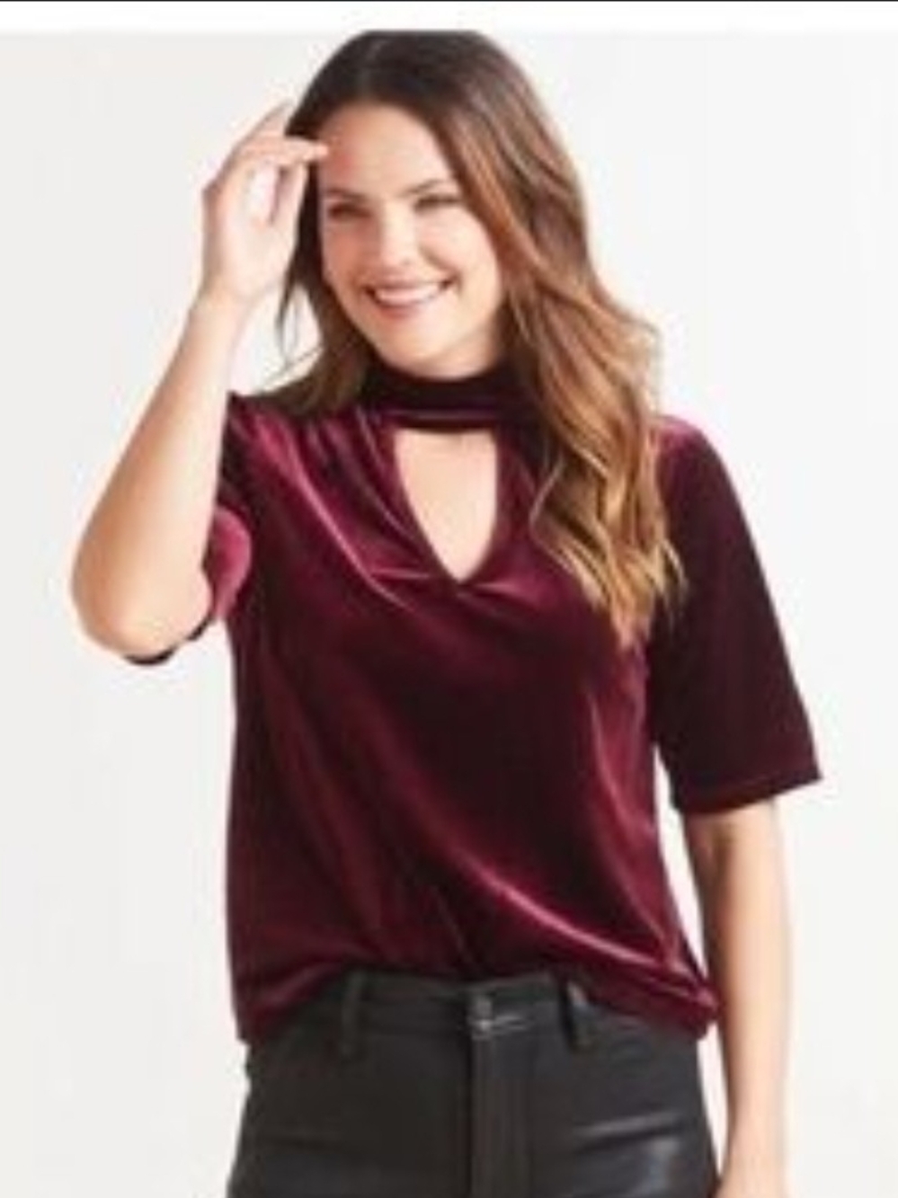 Allison Joy Alana Cutout Velour Velvet Top